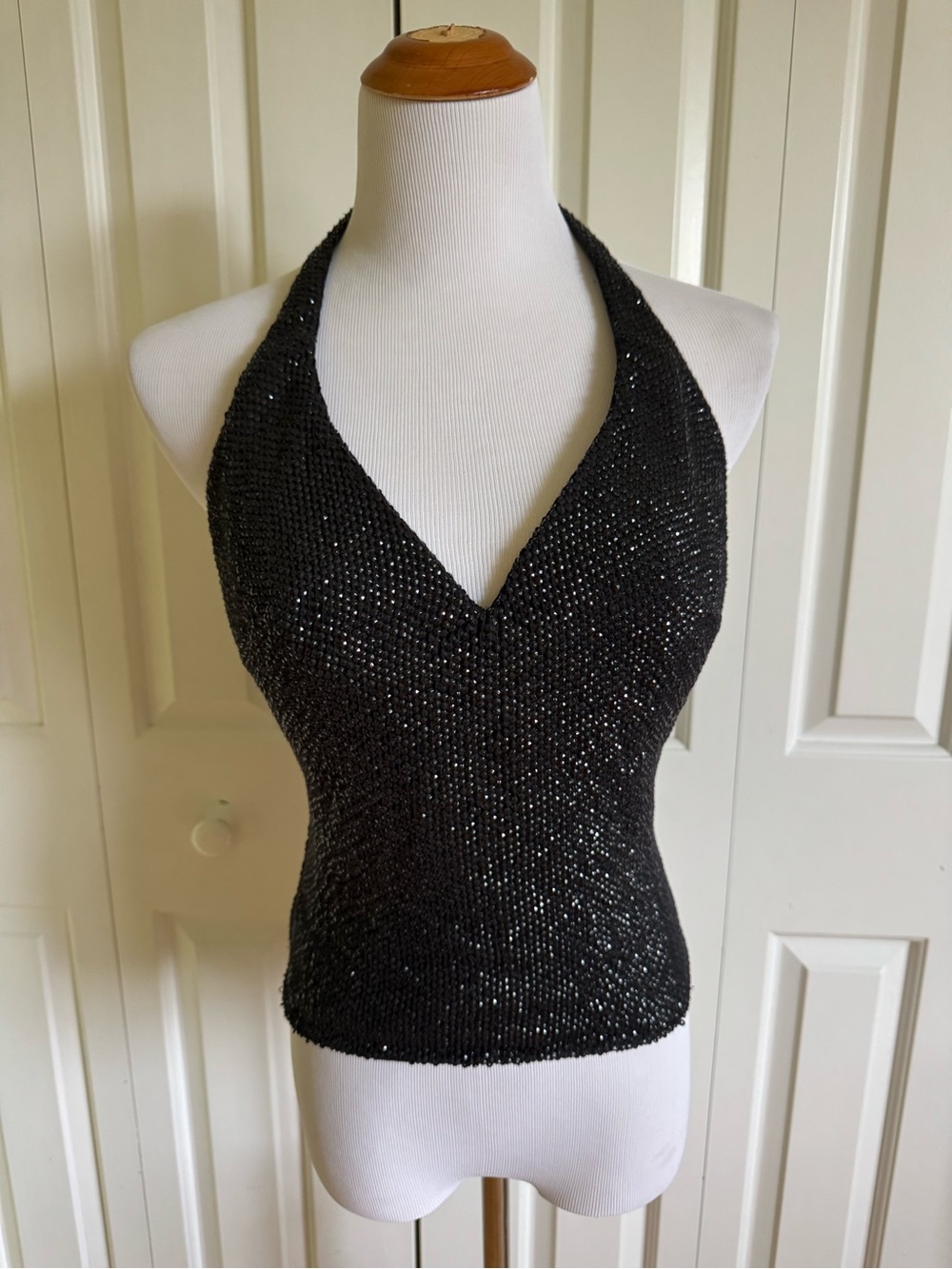 La Perla Black Sparkle Halter Camisole 10/46 EUC